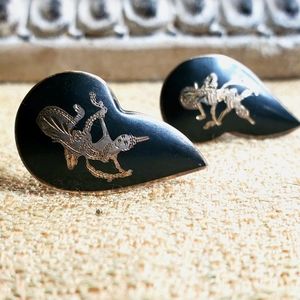 Vtg Siam Niello Earrings